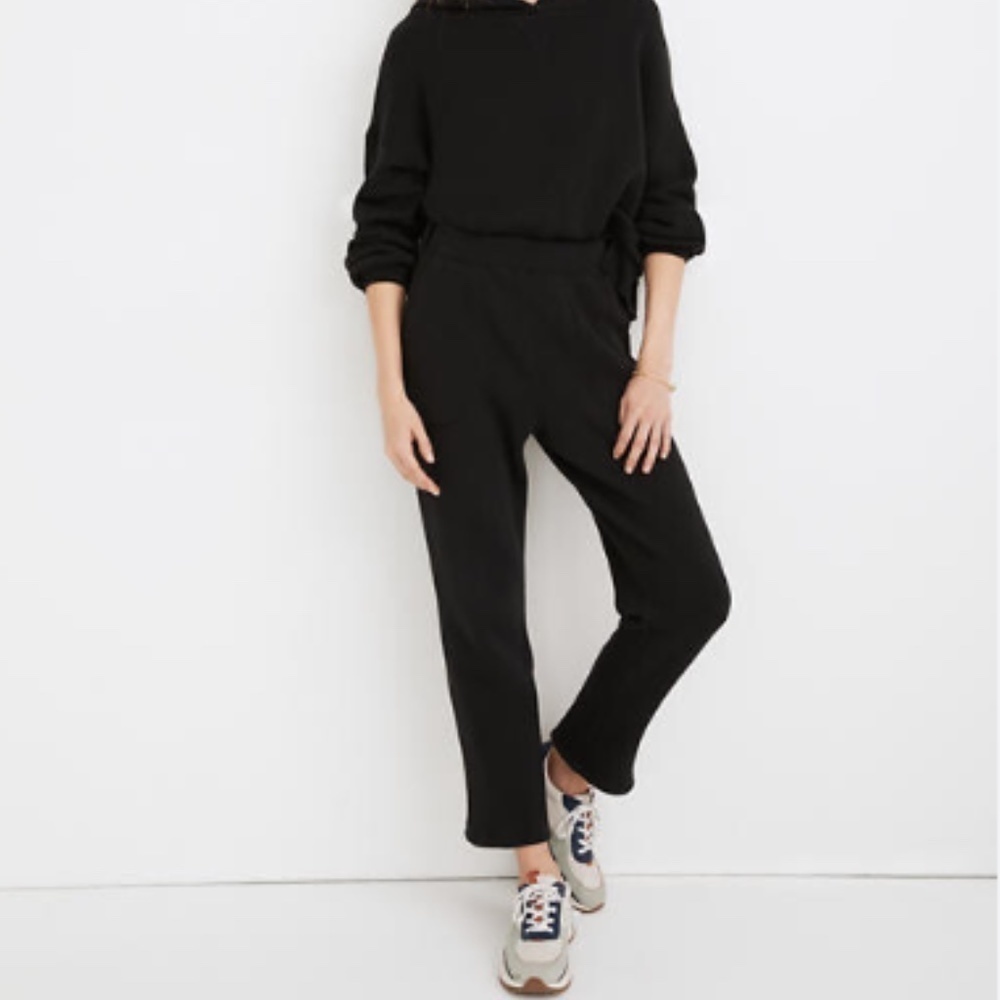 Madewell MWL Black Airyterry Tapered Stitched Pocket Sweatpants - Size Small